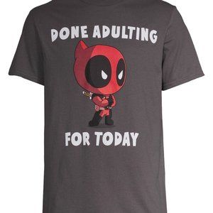 Marvel Deadpool Men's & Big Men's Graphic Tee Shirt Done Adulting, Sizes S-3X, M